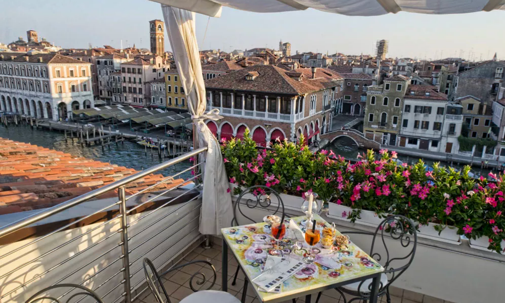 Rooftop terrace of Venice hotel