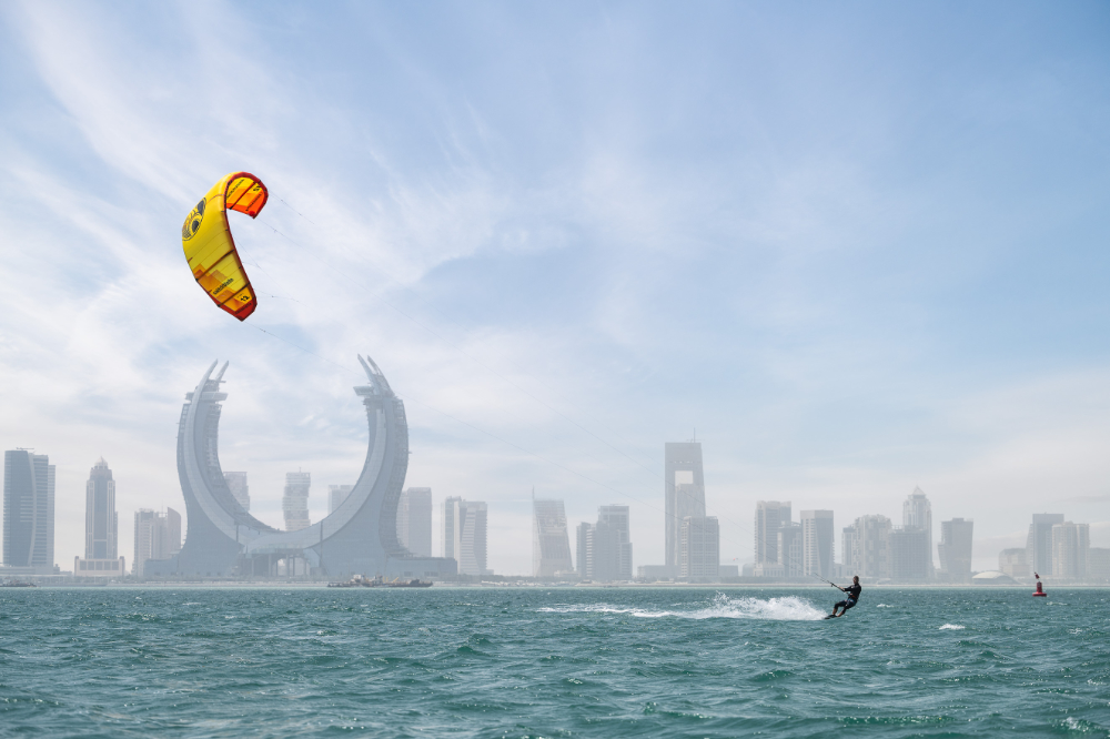 Kitesurfer in front of Doha